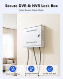 Wall Mount DVR & NVR Lock Box, Heavy Duty Metal Security Cabinet for CCTV, Ventilated with Cable Management