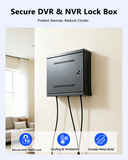 Wall Mount DVR & NVR Lock Box, Heavy Duty Metal Security Cabinet for CCTV, Ventilated with Cable Management