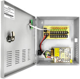 9-Channel DC 12-Volt 5-Amp Output CCTV Distributed Power Supply Box/Converter with AC Plug and Lock(5A 9-Channel)