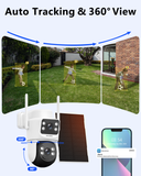 【All-in-One Security System】 Security Cameras Wireless Outdoor, WiFi Home Video Surveillance Systems, Solar Powered PTZ Security Camera System DVR Kits