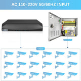 18-Channel DC 12-Volt 20-Amp Output CCTV Distributed Power Supply Box/Converter with AC Plug and Lock(20A 18-Channel)