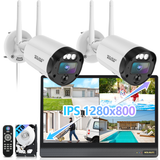 【All-in-One Security System】 5MP Outdoor Wireless Security Camera System, Home WiFi Video Security Cameras Systems, Surveillance DVR Kits(Enjoy $10 Off Instantly)