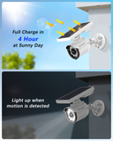 WEILAILIFE Solar Motion Sensor Simulated Cameras Outdoor Wireless Security Floodlight Fake Security Camera with LED Spotlights Waterproof 800 Lumen Bright Exterior Light