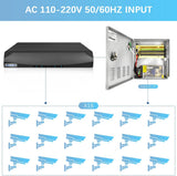 18-Channel DC 12-Volt 30-Amp Output CCTV Distributed Security Camera Power Supply Box/Converter with AC Plug and Lock for CCTV Cameras,IP Cameras,DVR Surveillance System.(30A 18-Channel)