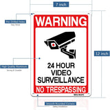 Outdoor Video Surveillance Warning Sign, Aluminum Warning Sign, 12''x7'' Security Camera Signs for Home, CCTV, Driveway Alert, Warehouse(3 Packs)