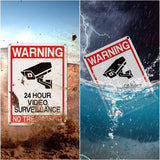 Outdoor Video Surveillance Warning Sign, Aluminum Warning Sign, 12''x7'' Security Camera Signs for Home, CCTV, Driveway Alert, Warehouse(3 Packs)