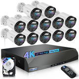 4K PoE Security Camera System, 16CH NVR with 12 Cameras, PIR Motion Detection & Email Alert, 130° Wide Angle, 2-Way Audio, IP66 Waterproof, Wired Home & Business Surveillance, No Monthly Fee (Enjoy $20 Off Instantly)