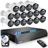 4K PoE Security Camera System, 16CH NVR with 16 Cameras, PIR Motion Detection & Email Alert, 130° Wide Angle, 2-Way Audio, IP66 Waterproof, Wired Business & Home Surveillance, No Monthly Fee (Enjoy $20 Off Instantly)