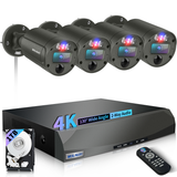 4K PoE Security Camera System, 8CH NVR with 4 Cameras, Flashing LED Alert, 130° Wide Angle, 2-Way Audio, Wired Home Surveillance, No Monthly Fee (Enjoy $10 Off Instantly)