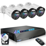 4K PoE Security Camera System, 8CH NVR with 4 Cameras, PIR Motion Detection & Email Alert, 130° Wide Angle, 2-Way Audio, IP66 Waterproof, Wired Home Surveillance, No Monthly Fee (Enjoy $10 Off Instantly)