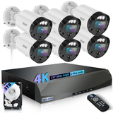 4K PoE Security Camera System, 8CH NVR with 6 Cameras, PIR Motion Detection & Email Alert, 130° Wide Angle, 2-Way Audio, IP66 Waterproof, Wired Home Surveillance, No Monthly Fee (Enjoy $20 Off Instantly)