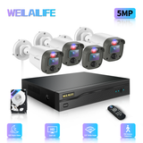 【Flashing LEDs Visual Alert】 Outdoor Wired Security Camera System, Home Video Surveillance Systems, CCTV Cameras with DVR Recorder