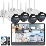 【All-in-One Security System】 5MP Outdoor Wireless Security Camera System, Home WiFi Video Security Cameras Systems, Surveillance DVR Kits(Enjoy $10 Off Instantly)