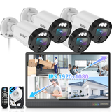4K Security Camera System with Monitor, 8CH NVR with 4 Cameras & 16" Large Display, 130° Wide Angle, 2-Way Audio, PoE Wired Home Surveillance, Plug & Play, No Monthly Fee (Enjoy $10 Off Instantly)