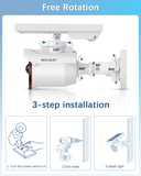 WEILAILIFE Solar Motion Sensor Simulated Cameras Outdoor Wireless Security Floodlight Fake Security Camera with LED Spotlights Waterproof 800 Lumen Bright Exterior Light