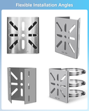 Universal Vertical Pole Corner Mount Bracket for Security Camera, Stainless Steel Pole Mount Adapter with 4 Loops, CCTV Cameras Mounting Brackets