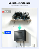 Wall Mount DVR & NVR Lock Box, Heavy Duty Metal Security Cabinet for CCTV, Ventilated with Cable Management