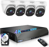 4K POE Wired Dome Security Camera System – 4 Outdoor Indoor IP Cameras, 130° Wide Angle, 2-Way Audio, PIR Detection, No Monthly Fee (Enjoy $10 Off Instantly)