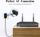 12V 2A AC 24W Power Supply Adapter for WEILAILIFE Security Camera NVR (Input: 100-240V, 50/60Hz; Output: 12 Volts, 2 Amps)