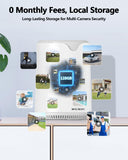 Solar Powered PTZ Camera System, Wireless Outdoor Security Cameras, WiFi Home Video Surveillance Systems DVR Kits