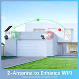 WEILAILIFE 【2-Way Audio & Wire-Free Solar Powered】 2-Antenna Enhanced Outdoor Solar Battery Wireless Security Camera System WiFi Home Video Surveillance Camera System
