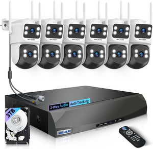 Wireless Security Camera System, 4MP PTZ WiFi Outdoor Video Surveillance, 6 Outdoor PTZ IP Cameras, No Monthly Fee, 350° PTZ Control, 2-Way Audio, Color Night Vision, 130° Wide Angle, Plug & Play