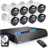 4K PoE Security Camera System, 8CH NVR with 8 Cameras, PIR Motion Detection & Email Alert, 130° Wide Angle, 2-Way Audio, IP66 Waterproof, Wired Home Surveillance, No Monthly Fee (Enjoy $20 Off Instantly)