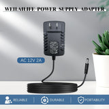 12V 2A AC 24W Power Supply Adapter for WEILAILIFE Security Camera NVR (Input: 100-240V, 50/60Hz; Output: 12 Volts, 2 Amps)