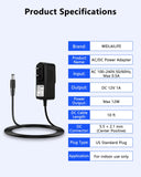 12V 1A Power Supply Adapter for IP/CCTV Security Camera, Output DC 12V 1000mA, Input AC 100V-240V, 50/60Hz, US Plug,10ft AC to DC Power Cord (Black)