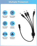 DC 12V 2A Power Supply Adapter with 1 to 4 Power Splitter AC 100-240V Power Cord Cable for CCTV Security Camera Surveillance System/DVR/NVR/LED Strip Lights