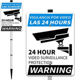 24-Hour Video Surveillance Warning Sign, Outdoor Aluminum Warning Sign, 12''x7'' Security Camera Signs for Home,Warehouse, Driveway Alert, Business,CCTV