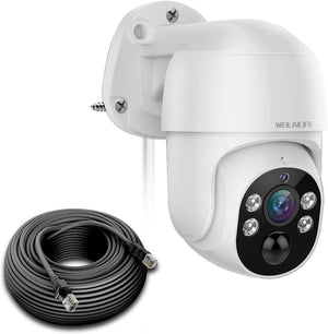 4K 8MP PTZ PoE Security Camera, Wired Outdoor Indoor IP Camera with Two-Way Audio, 5X Zoom, Night Vision, No Monthly Fee