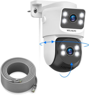 WEILAILIFE 【2-Way Audio & Dual Linkage】 4K 8MP Extend PoE IP Security Camera, Wired Outdoor & Indoor Security Cameras, Home Video Surveillance with 18.3m LAN Cable