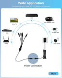 DC 12V 2A Power Supply Adapter with 1 to 4 Power Splitter AC 100-240V Power Cord Cable for CCTV Security Camera Surveillance System/DVR/NVR/LED Strip Lights