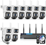 【2-Way Audio & Auto Tracking】 4MP PTZ Security Cameras Wireless Outdoor, Wireless Outdoor Security Camera System, Home WiFi Video Surveillance DVR Kits