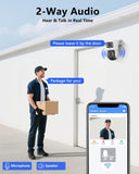 4K POE Wired Security Camera System with Monitor & NVR – 4 Outdoor PTZ IP Cameras, Color Night Vision, 2-Way Audio, No Monthly Fee
