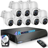 4K 8MP 8-Camera PoE PTZ Security Camera System, Wired Outdoor Indoor Surveillance, 2-Way Audio, Auto Tracking, Motion Detection, No Monthly Fee (Enjoy $20 Off Instantly)