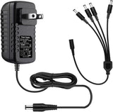 DC 12V 2A Power Supply Adapter with 1 to 4 Power Splitter AC 100-240V Power Cord Cable for CCTV Security Camera Surveillance System/DVR/NVR/LED Strip Lights