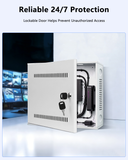 Wall Mount DVR & NVR Lock Box, Heavy Duty Metal Security Cabinet for CCTV, Ventilated with Cable Management
