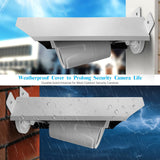 Universal Security Camera Cover - Sun Rain Shield, Waterproof Protective Roof for Outdoor Dome, Bullet Cameras (White Aluminium)