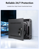 Wall Mount DVR & NVR Lock Box, Heavy Duty Metal Security Cabinet for CCTV, Ventilated with Cable Management