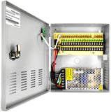 18-Channel DC 12-Volt 10-Amp Output CCTV Distributed Power Supply Box/Converter with AC Plug and Lock(10A 18-Channel)