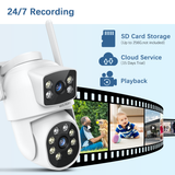 WEILAILIFE 【Dual Lens Linkage】 Outdoor Wireless PTZ Security Camera, 2.4/5GHz Home WiFi Video Surveillance Cameras, 360° View, Auto Tracking, IP66 Waterproof, SD/Cloud Storage