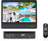 4K All in One POE NVR Recorder with 10" IPS Monitor No HDD Max to 6TB HDD, H,265+, Smart Motion Alert, Free APP Remote Access