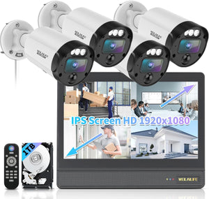 4K Security Camera System with Monitor, 8CH NVR with 4 Cameras & 10.1" Display, 130° Wide Angle, 2-Way Audio, PoE Wired Home Surveillance, Plug & Play, No Monthly Fee (Enjoy $10 Off Instantly)