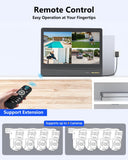 4K POE Wired Security Camera System with Monitor & NVR – 4 Outdoor PTZ IP Cameras, Color Night Vision, 2-Way Audio, No Monthly Fee