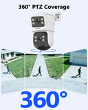 4K POE Wired Security Camera System with Monitor & NVR – 4 Outdoor PTZ IP Cameras, Color Night Vision, 2-Way Audio, No Monthly Fee