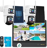 【All-in-One Security System】 Security Cameras Wireless Outdoor, Solar-Powered PTZ Security Camera System, WiFi Home Video Surveillance Systems DVR Kits