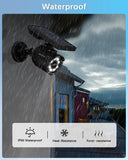 WEILAILIFE Solar Motion Sensor Simulated Cameras Outdoor Wireless Security Floodlight Fake Security Camera with LED Spotlights Waterproof 800 Lumen Bright Exterior Light