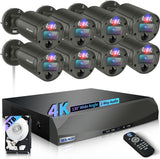 4K PoE Security Camera System, 8CH NVR with 8 Cameras, Flashing LED Alert, 130° Wide Angle, 2-Way Audio, IP66 Waterproof, Wired Home Surveillance, No Monthly Fee (Enjoy $20 Off Instantly)